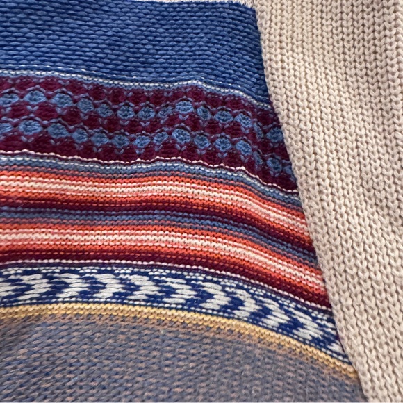 AMOR BOHO BLUE CREAM ORANGE RUST COVER-UP SWEATER BOHEMIAN RETRO  EARTH TONES OS - Picture 7 of 14